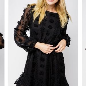 Floral embellished black dress